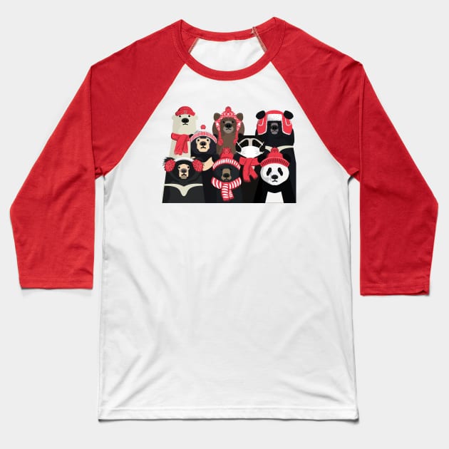 Bear family portrait- Winter edition Baseball T-Shirt by Zolinstudio